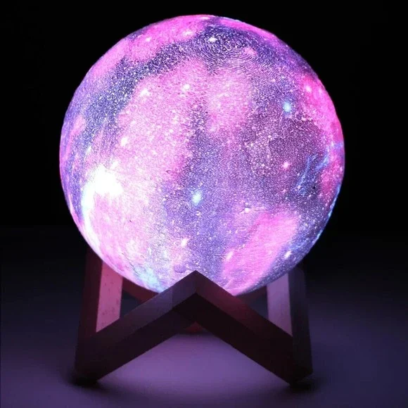 Moon Lamp  3D Printing 16 Colors LED with Stand & Remote/Touch Control and USB - Picture 2 of 3